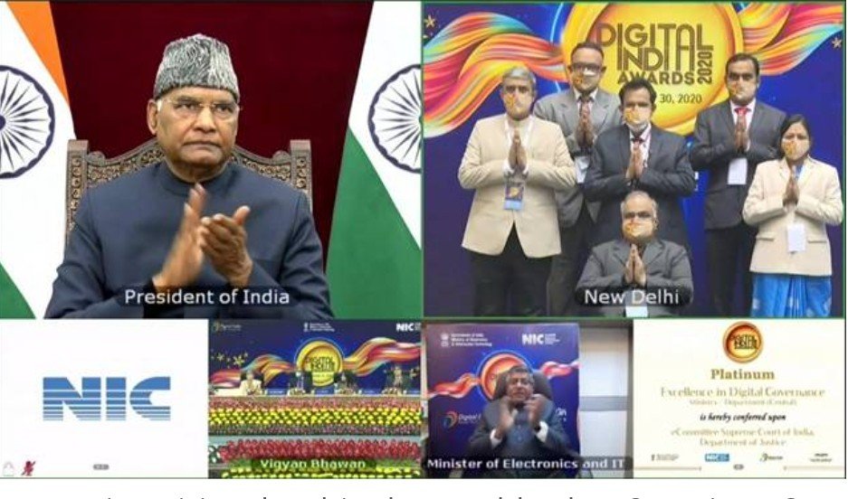 E-committee of Supreme court of India conferred with the Platinum award for Excellence in Digital Governance by the President of India