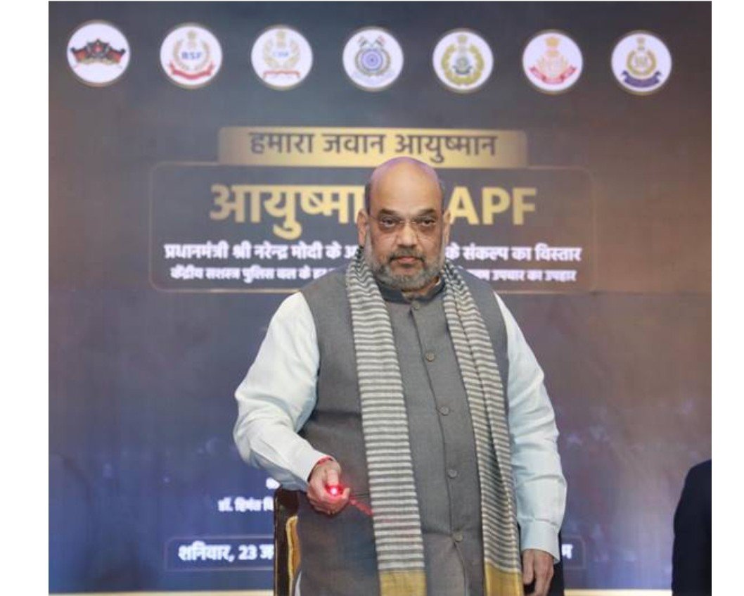 Union Home Minister Amit Shah launches ‘Ayushman CAPF’ scheme for personnel and dependents of Central Armed Police Forces during a function in Guwahati, Assam