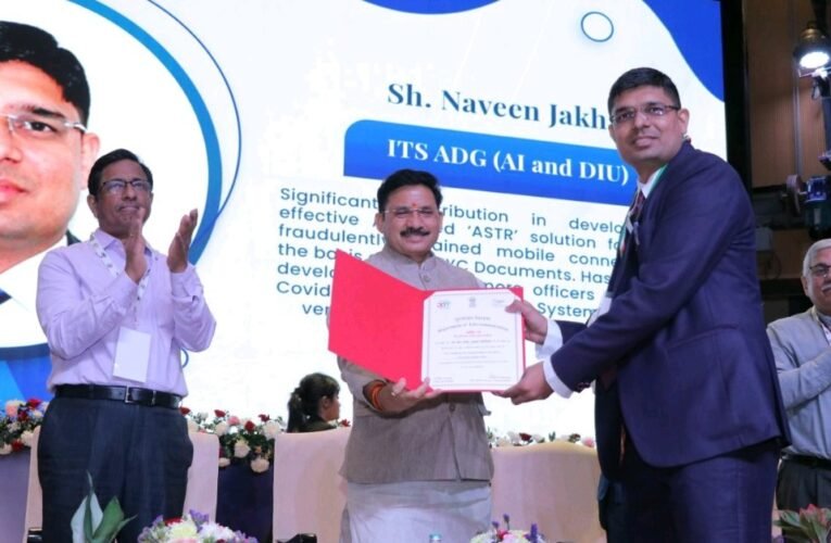 Naveen Jhakhar ITS gets certificate of commendation as best performer in the Department of Telecommunication, GOI.