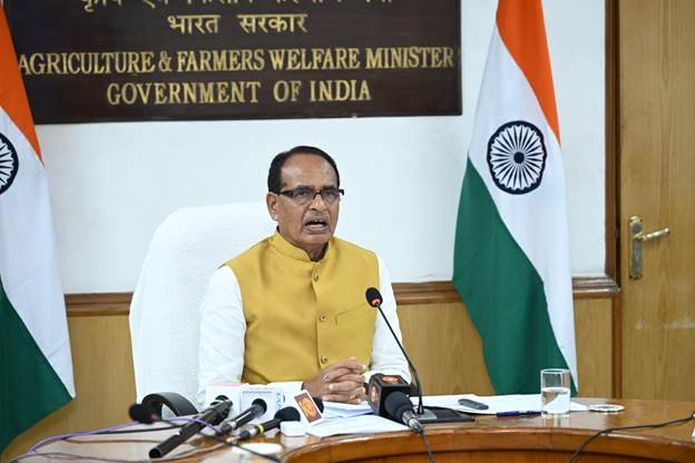 Union Minister Shivraj Singh Chouhan virtually addresses the 13th National Seed Congress in Varanasi, Uttar Pradesh today