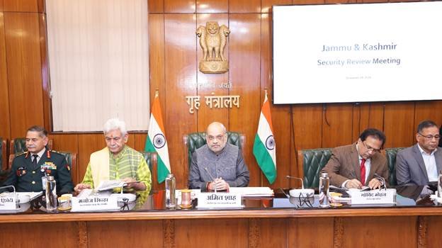 Union Home Minister and Minister of Cooperation Shri Amit Shah chairs a High-Level Security review meeting on Jammu and Kashmir in New Delhi, today